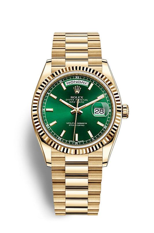 Unisex Yellow gold - Green dial - 36mm