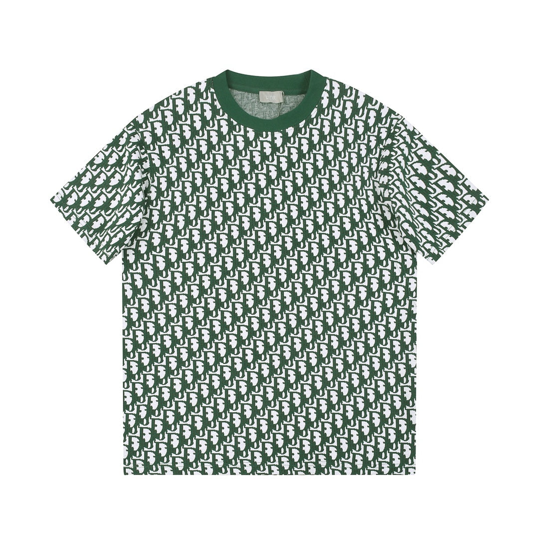 All-over logo print with contrasting braided collar short sleeves