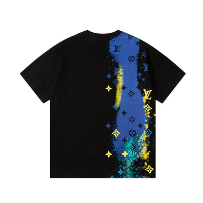 Round neck exquisite ink graffiti starry sky short sleeves