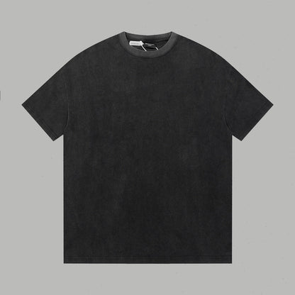 New Paris washed black sprayed horse short-sleeved T-shirt