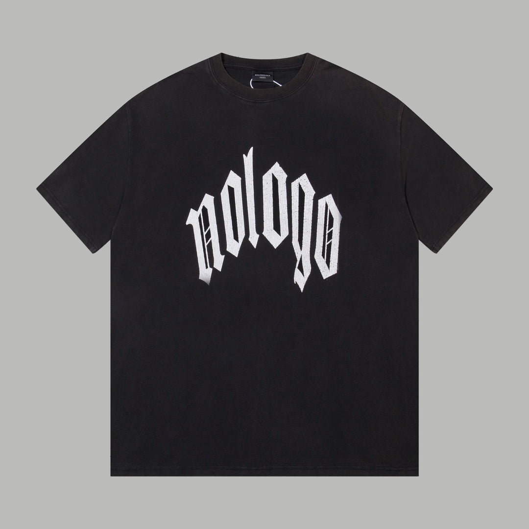 nologo series torn printed washed distressed short-sleeved t-shirt