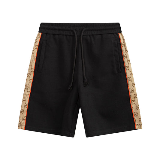 Red-edged jacquard webbing, casual and loose fit, trendy shorts for men and women.