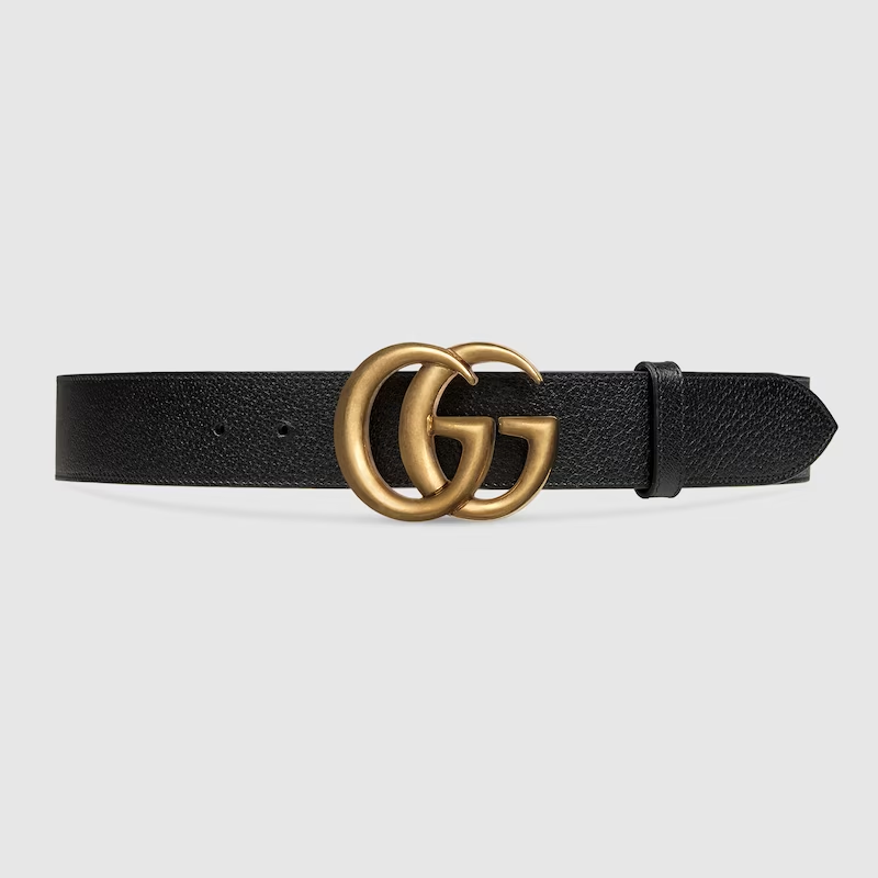 Double G buckle leather belt