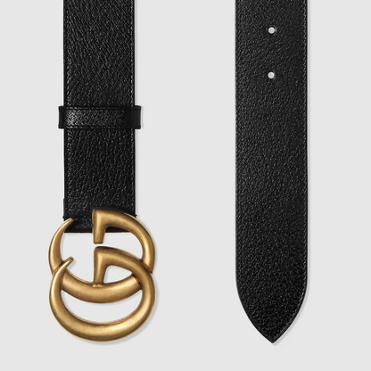 Double G buckle leather belt