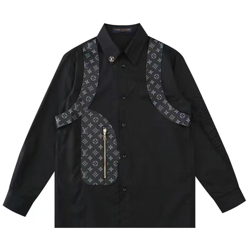 patchwork leather shirt