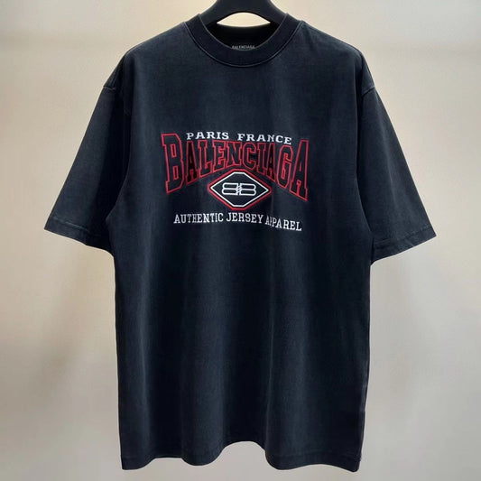 Washed black distressed T-shirt