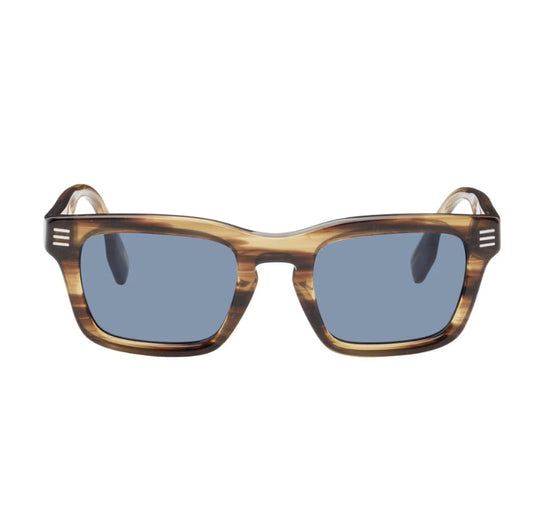 Brown Stripe Square Sunglasses