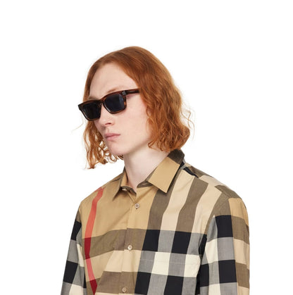 Brown Stripe Square Sunglasses