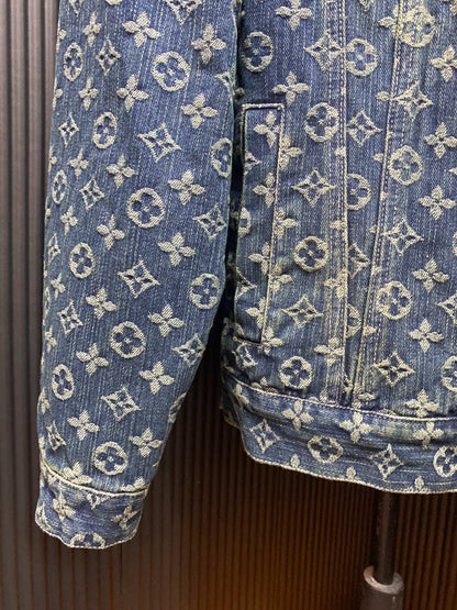 xh-Denim all over printed jacket