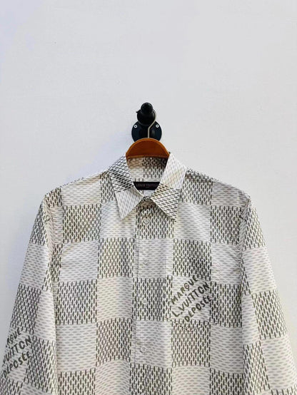 24ss early spring checkerboard letter jacquard plaid long-sleeved shirt