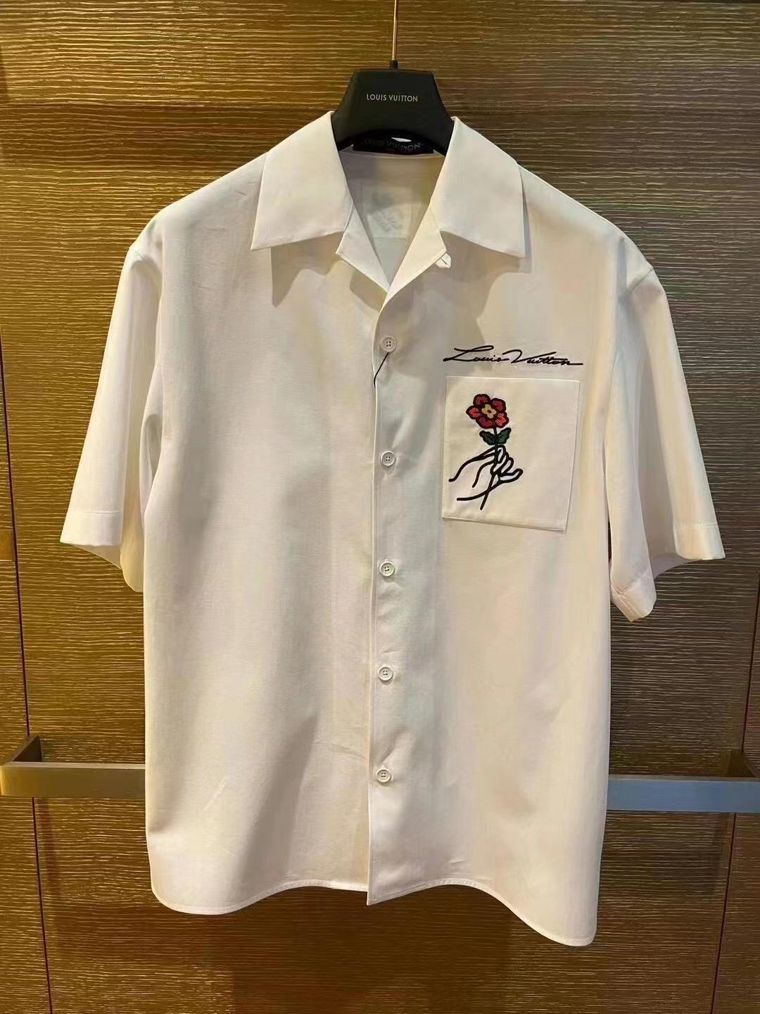 24ss White shirt with rose embroidery