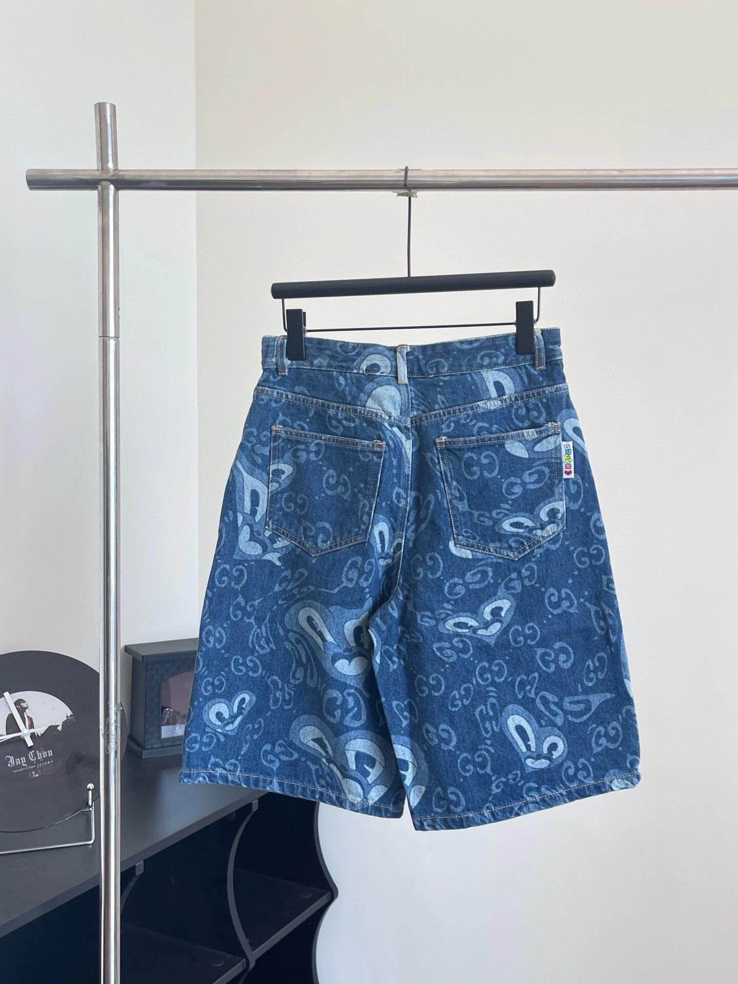 Lettered denim shorts