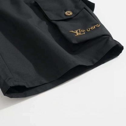 L latest embroidered cargo shorts