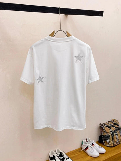 star pattern letter T-shirt