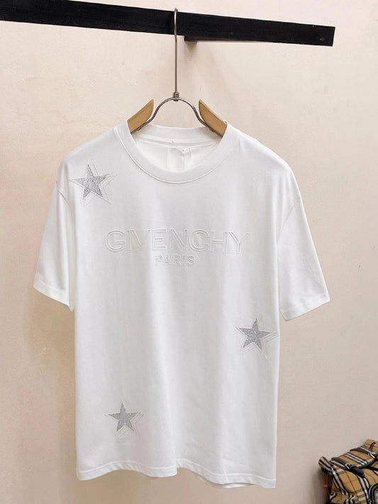 star pattern letter T-shirt