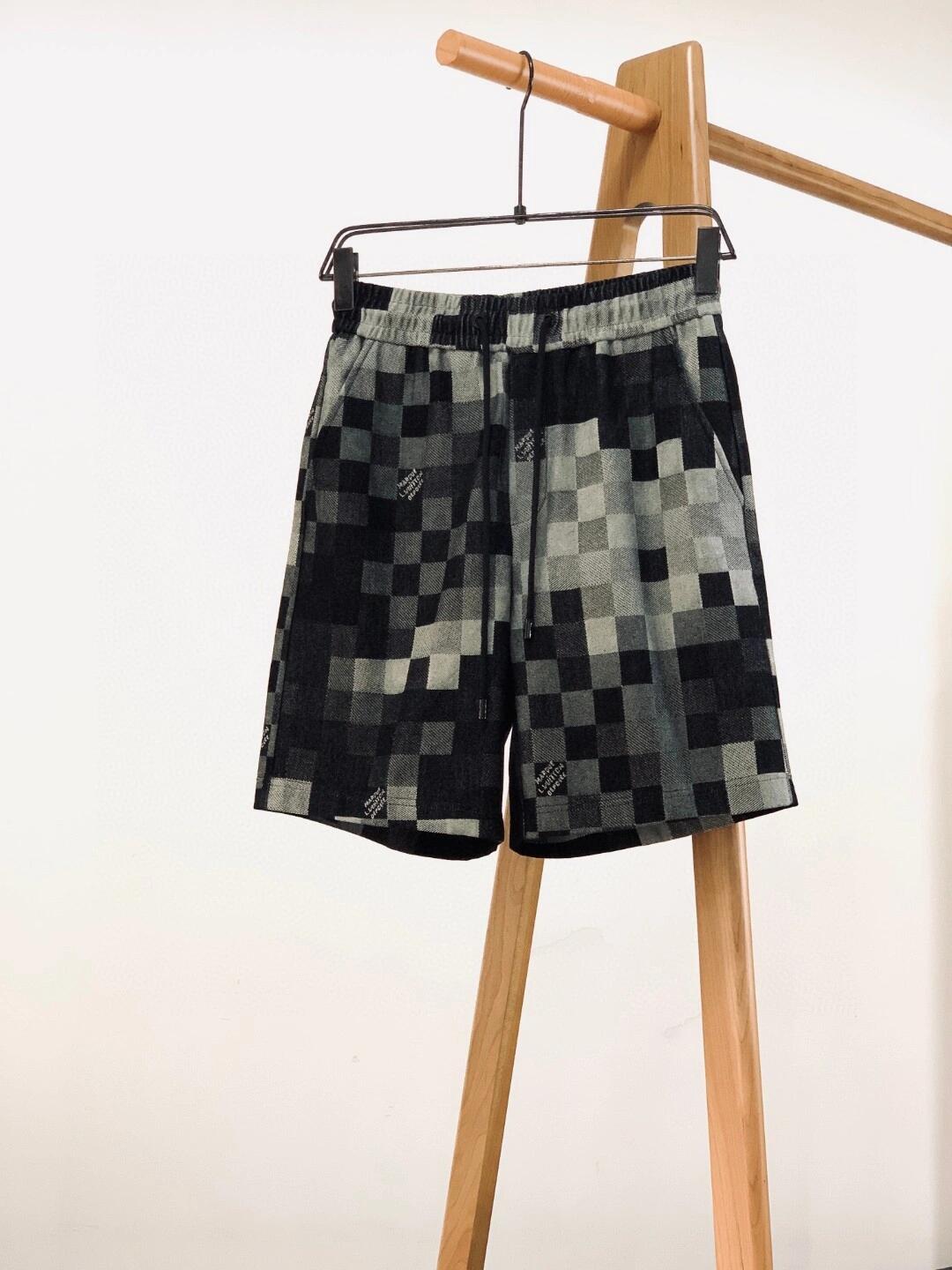 Checkerboard jacquard casual shorts