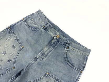 2024 letter jacquard denim shorts