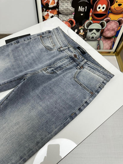 Premium vintage distressed blue jeans