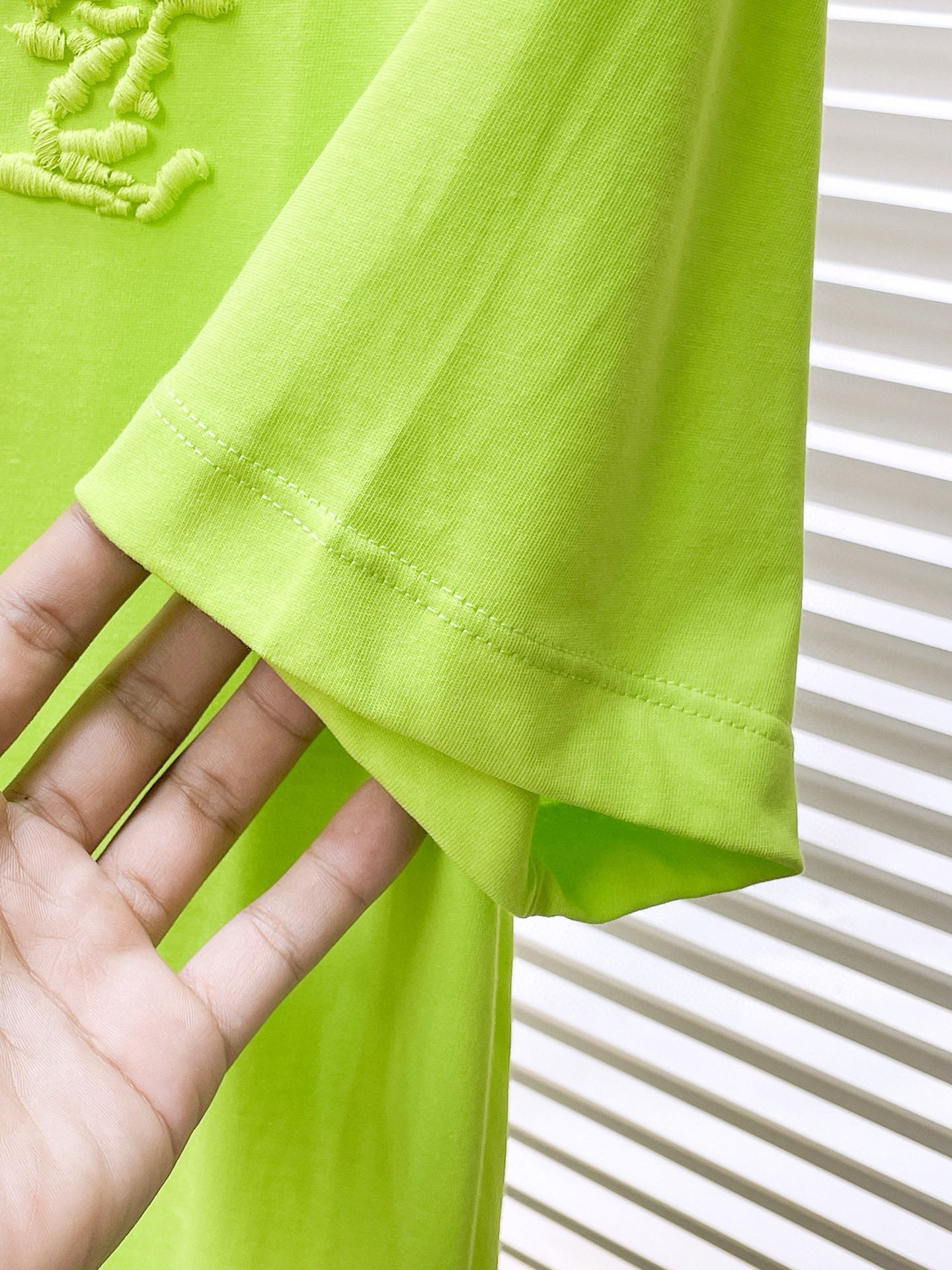 Fluorescent green embroidered logo T-shirt