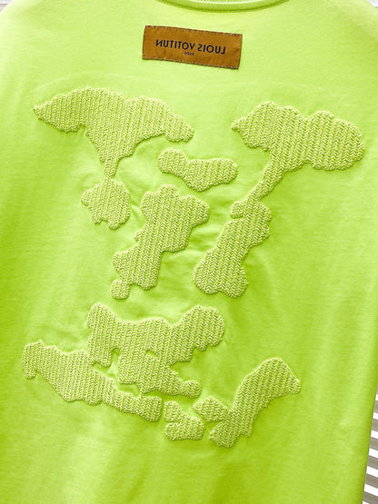 Fluorescent green embroidered logo T-shirt