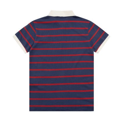 Blue and red striped G logo polo shirt