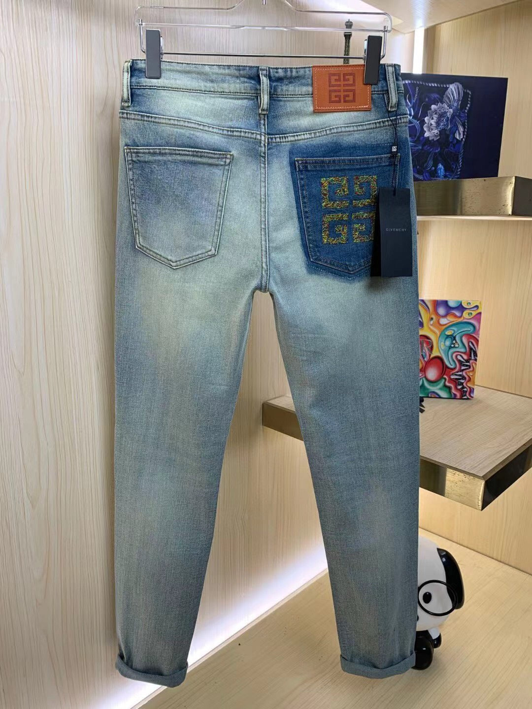 24SS Multifunction back pocket letter jeans