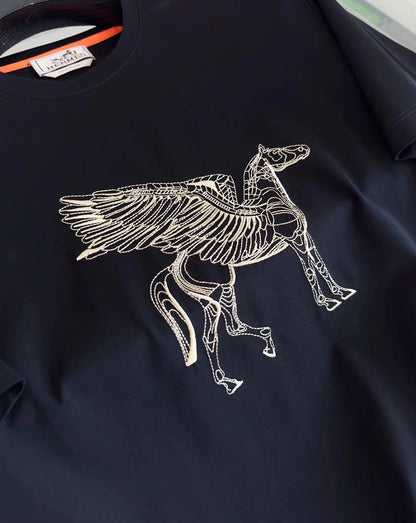 Pegasus themed logo round neck T-shirt