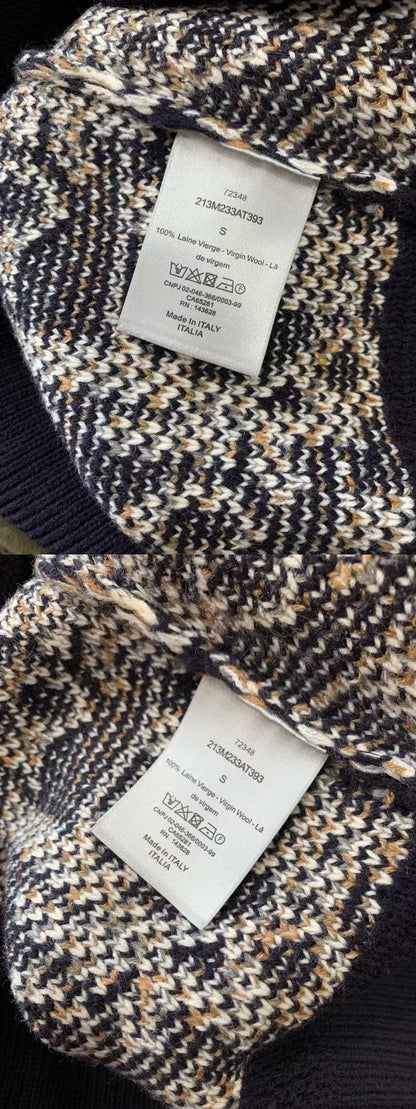 Crew Neck All Over Print Wool Yarn Sweater