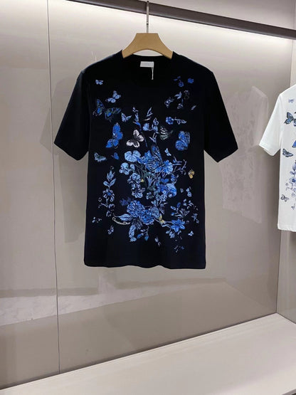 Midnight blue butterfly print T-shirt