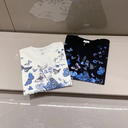 Midnight blue butterfly print T-shirt