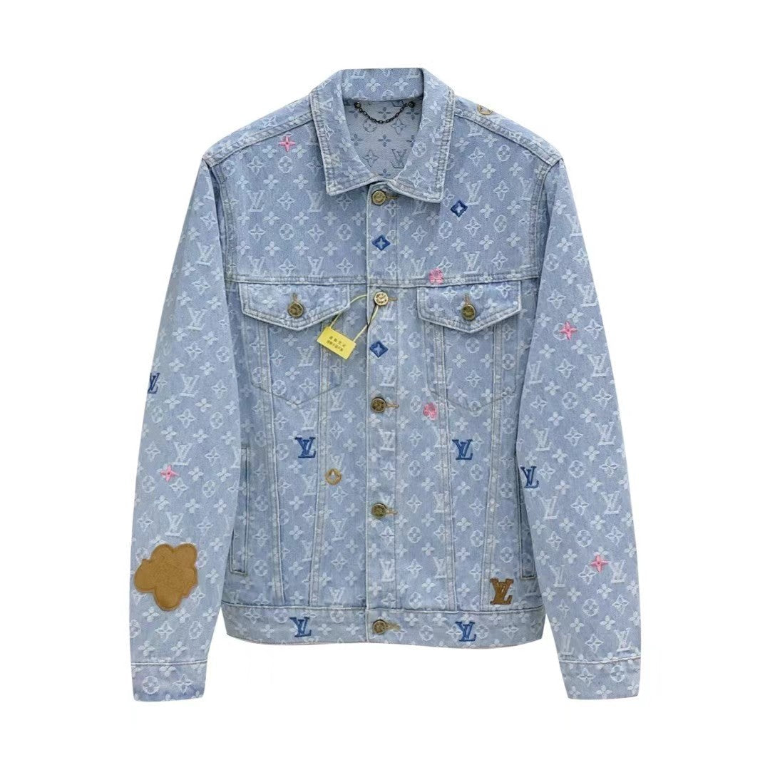 Heavy knitted logo denim jacket