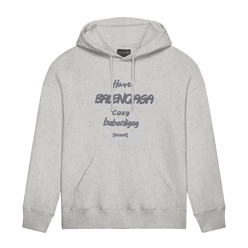 Gray Letter Print Hoodie