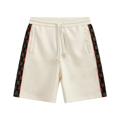 Red-edged jacquard webbing, casual and loose fit, trendy shorts for men and women.