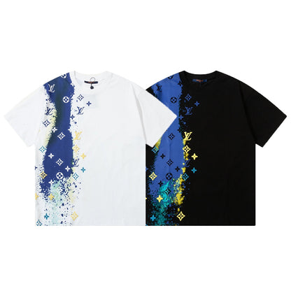 Round neck exquisite ink graffiti starry sky short sleeves