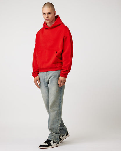 Heavy Cropped Flame Red Basic Hoodie