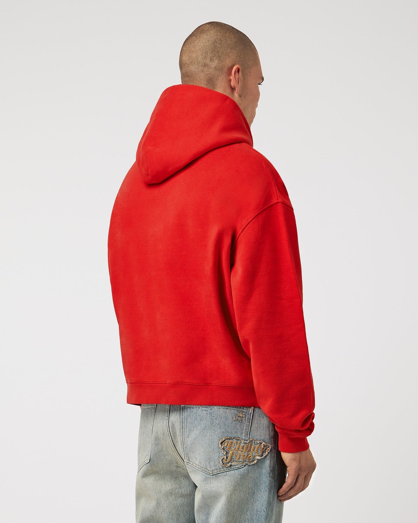 Heavy Cropped Flame Red Basic Hoodie