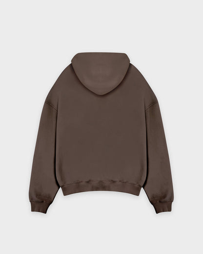 Heavy Chocolate Brown Basic Zip Hoodie