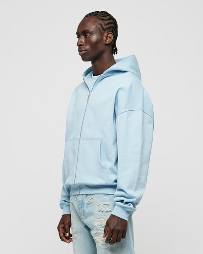 Heavy Babyblue Basic Zip Hoodie