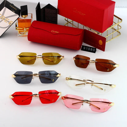 Metal Frameless Arc-Shaped Sunglasses