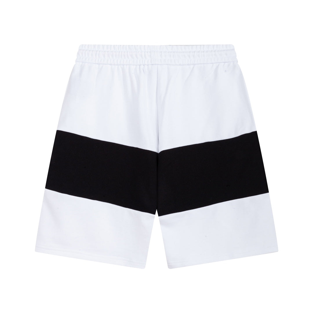 Black and white patchwork letter embroidered shorts