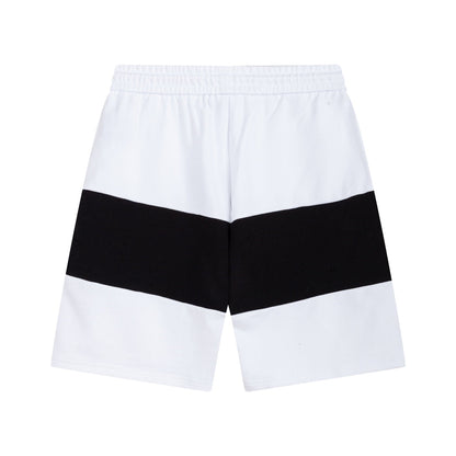 Black and white patchwork letter embroidered shorts