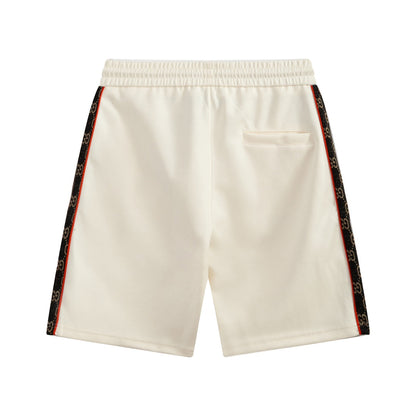 Red-edged jacquard webbing, casual and loose fit, trendy shorts for men and women.