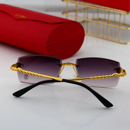 Frameless Square Sunglasses with Snake Design