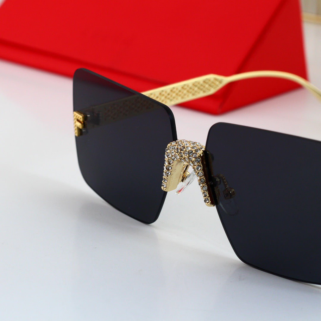 Luxurious Rhinestone Frameless Sunglasses