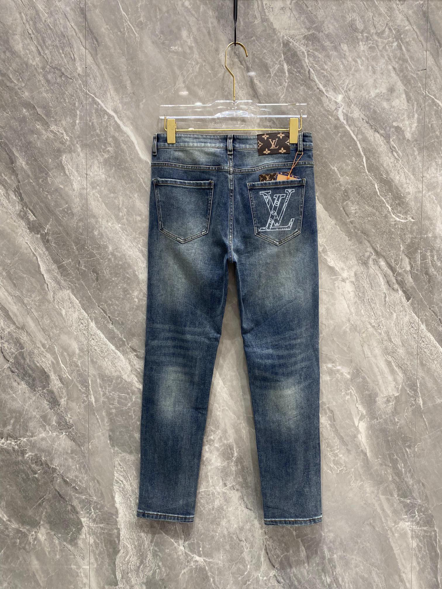 24SS Multifunction back pocket letter jeans