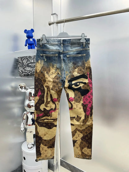 double printed jeans