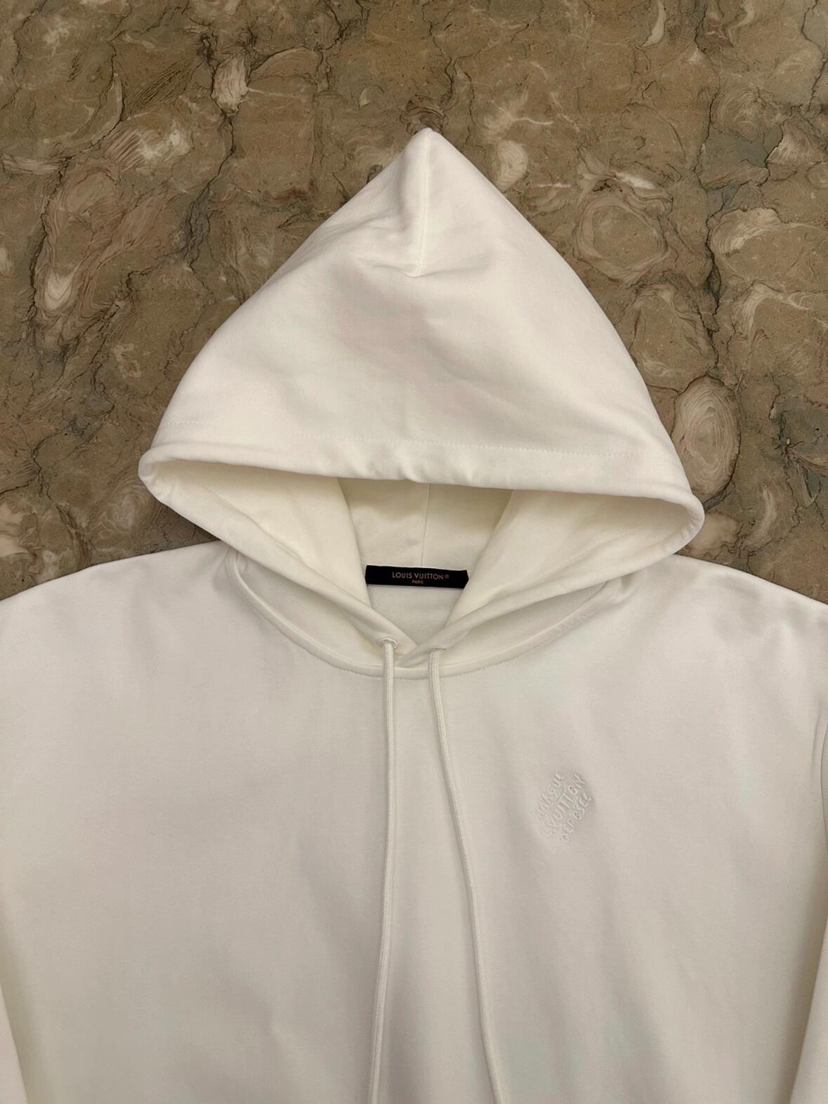 Pre-Fall Designer White Pearl Strap Hooded Sweatshirt