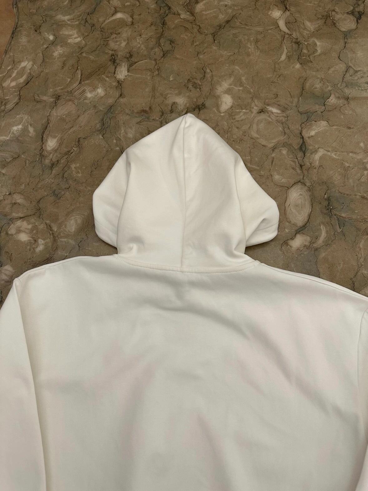 Pre-Fall Designer White Pearl Strap Hooded Sweatshirt