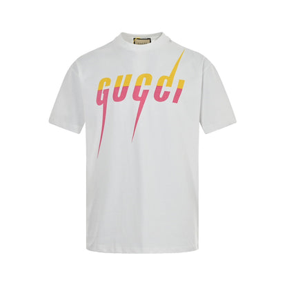 Monochrome Neon Lightning print short sleeve