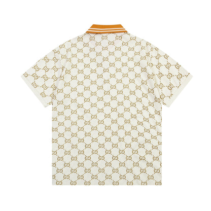 Cotton Vintage Print Polo Shirt